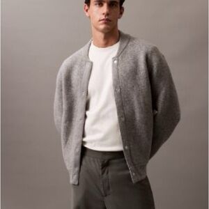 Calvin Klein Boiled Wool Blend Bomber Jacket. New